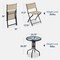 Best Choice Products 3-Piece Patio Bistro Dining Furniture Set w/ Round Textured Glass Tabletop, Folding Chairs